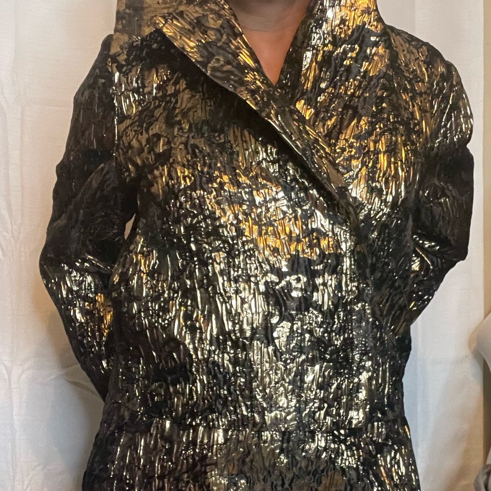 🖤SOLD💛Eloquii Gold and Black Brocade Mini Belted Dress/Jacket - Picture 8 of 11